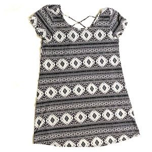 White & Black Pattern Shift Dress